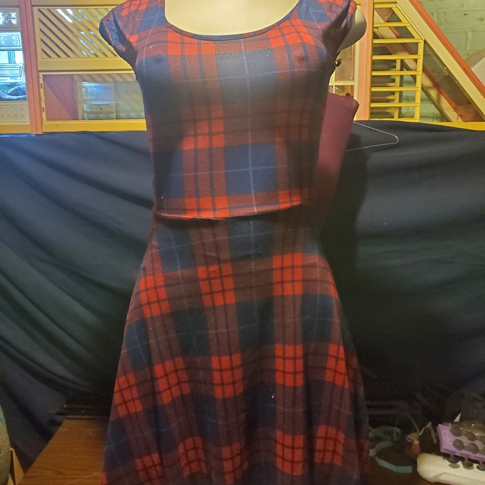Misses rue 21  Size xs multi color plaid sleeveless sun  Dress EUC